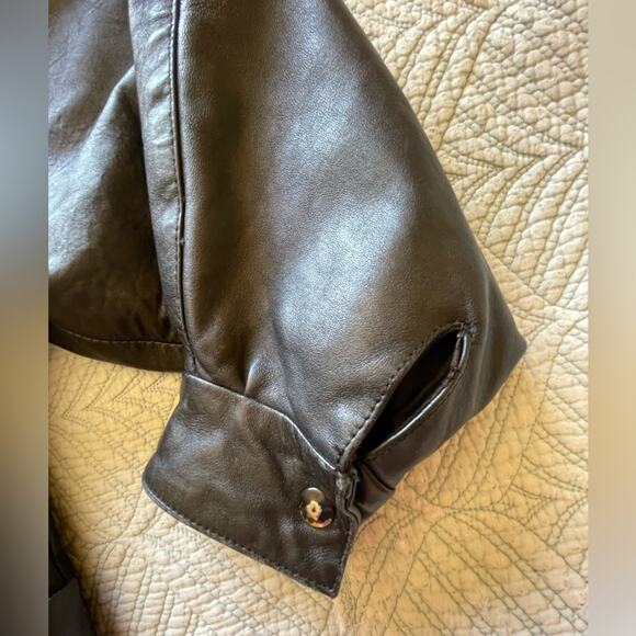 VTG Rafael Whimsy Goth Open Front Dolman Sleeve Retro Leather Jacket Medium - Picture 10 of 10